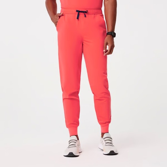 MEN'S MEDIUM SHORT - Fiery Coral Tansen Short Jogger Scrub Pants BNWT - Picture 2 of 4